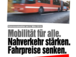Plakat Mobilität für alle - Nahverkehr stärken - Fahrpreise senken"