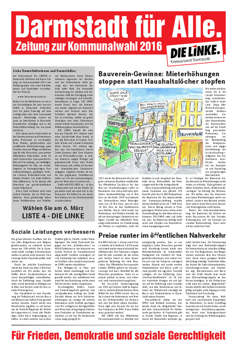 Wahlzeitung 2016 der LINKEN. Darmstadt